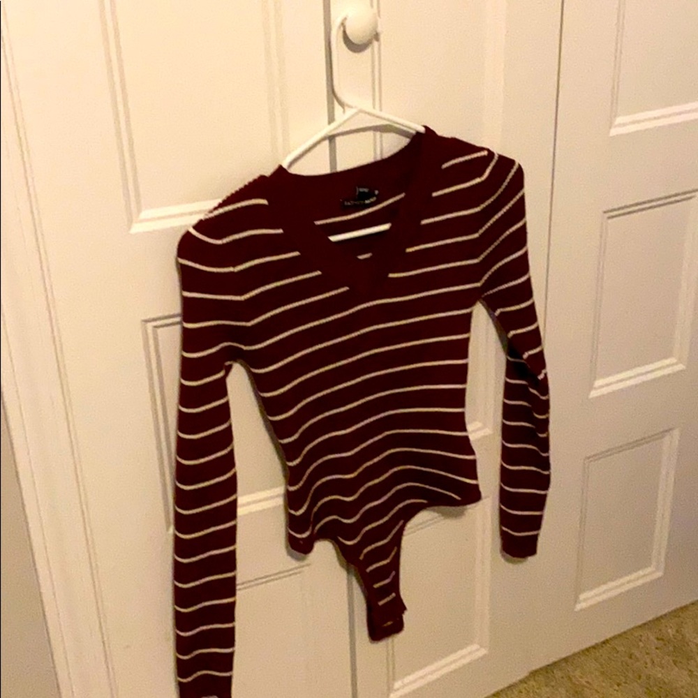 Fashion Nova Red and White Bodysuit Never Worn